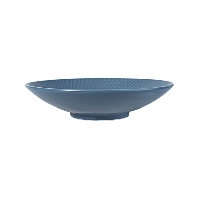 Plato hondo redondo de porcelana-Azul real
