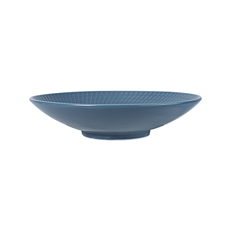 Plato hondo redondo de porcelana-Azul real