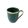 Taza verde de cerámica de regalo de Navidad con borde dorado