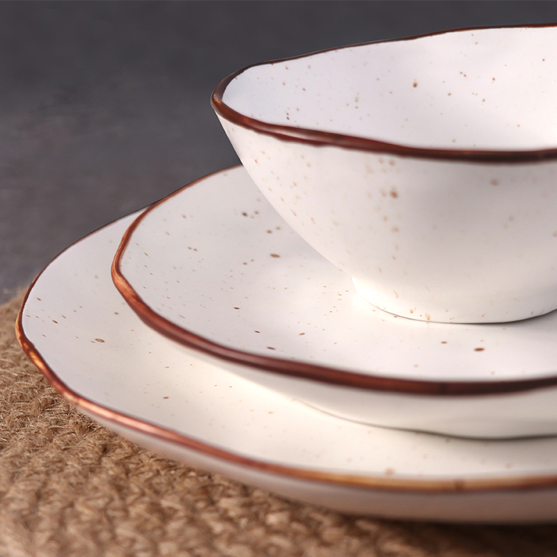Vajilla de porcelana Tazón artesanal moteado Tazón de cerámica