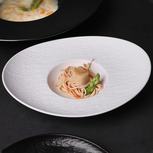 Plato de ensalada ovalado de porcelana para restaurantes-150ml