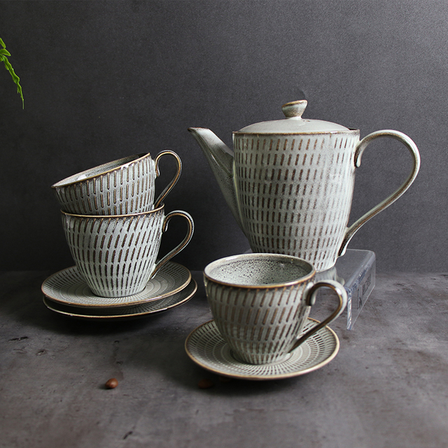 Juego de tazas de té, juego de tetera, taza de café vintage, juego de té de cerámica al por mayor