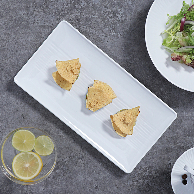 Plato de cena rectangular para restaurante de hotel elegante vajilla navideña Assiette