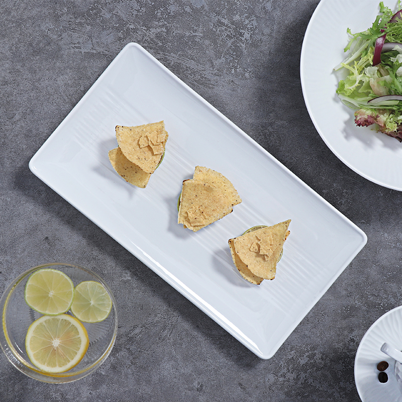 Plato de cena rectangular para restaurante de hotel elegante vajilla navideña Assiette