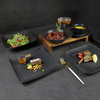 Plato de cena cuadrado negro, vajilla de porcelana para restaurante