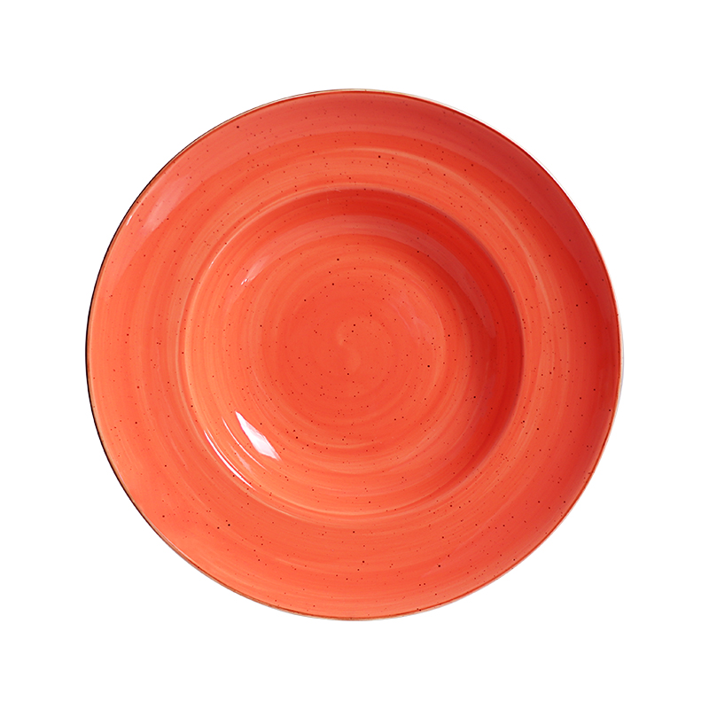 Cuenco ovalado de porcelana roja, tamaño de 9/10 pulgadas