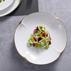 Plato de cena redondo irregular, platos con borde dorado, utensilios de cocina de cerámica