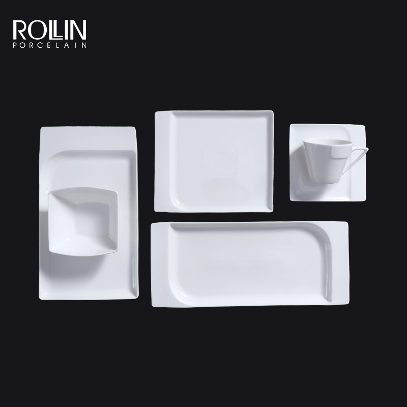 Tazón de sopa cuadrado de 80 onzas máximo, tazón de ensalada y refrigerio, porcelana