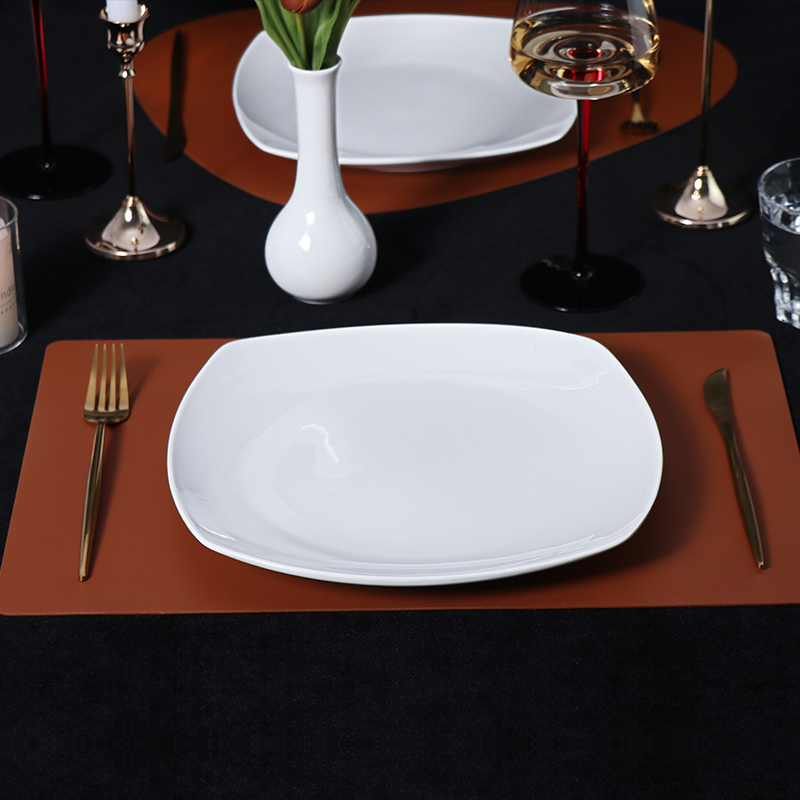 Plato blanco de cerámica Restaurante Chef Platos blancos para comida