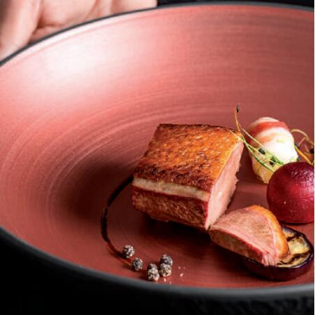Plato llano de porcelana con brillo de cobre para restaurantes
