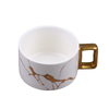 Taza de café de mármol, taza de capuchino de porcelana blanca para café