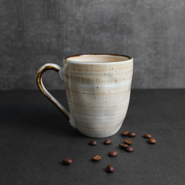 Tazas de gres beige nórdico Taza para beber 380 ml