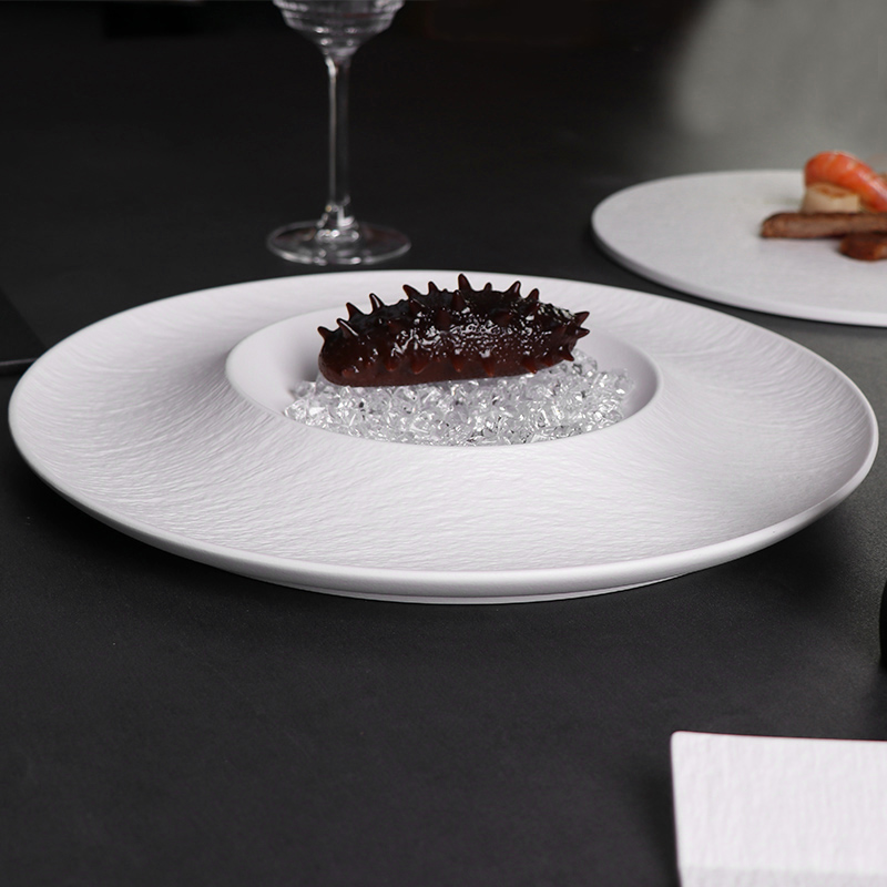 Plato de sopa de cerámica mate blanco, plato de pasta para restaurantes, plato de hielo de porcelana para mariscos 