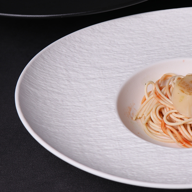 Plato de ensalada ovalado de porcelana para restaurantes-150ml
