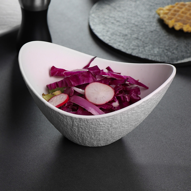 Cuencos de cerámica blancos mate, ensaladeras para restaurantes, porcelana