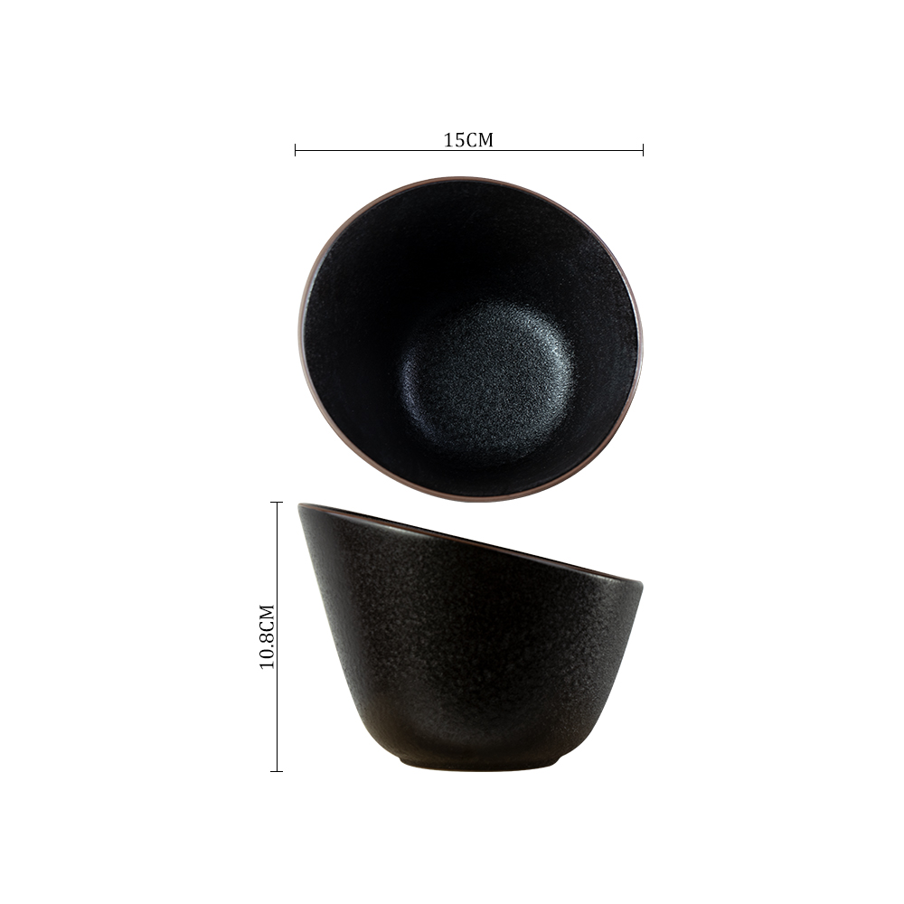 Cuenco inclinado de cerámica, plato de aperitivos de porcelana negra, platos para patatas fritas, cuencos