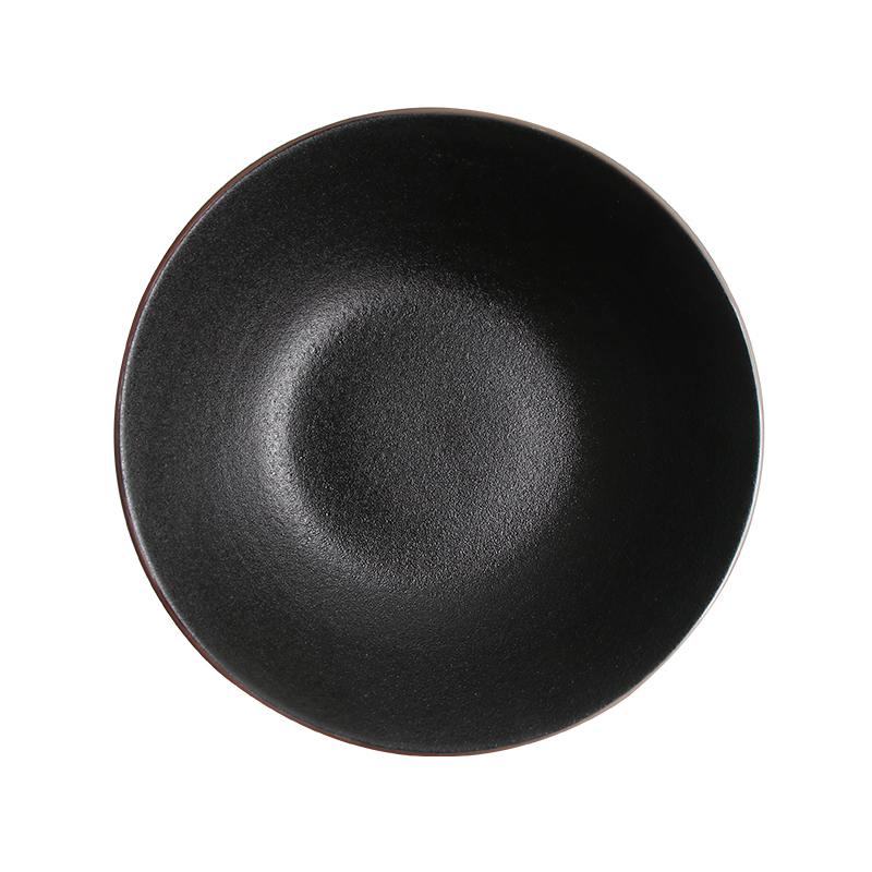 Plato hondo de cerámica negro, plato hondo de porcelana, plato para estofado para restaurante