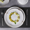 Plato de cena redondo irregular, platos con borde dorado, utensilios de cocina de cerámica
