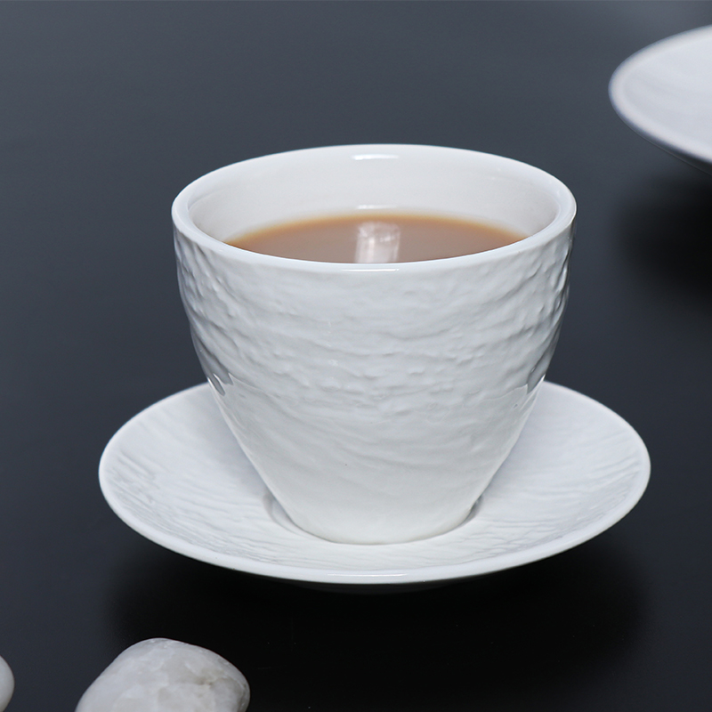 Juego de tazas de té blancas para restaurante, tetera de gres, tazas de té