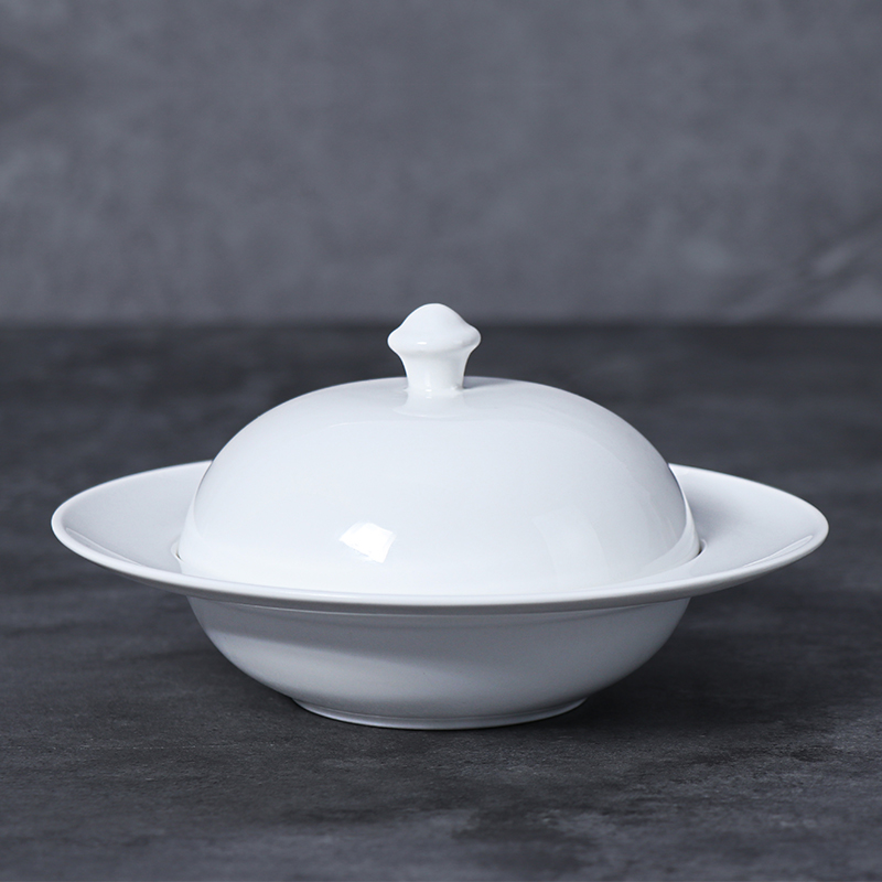 Plato de cena principal de cerámica de la placa del filete de la porcelana blanca de 12 pulgadas para los cafés de los hoteles de los restaurantes