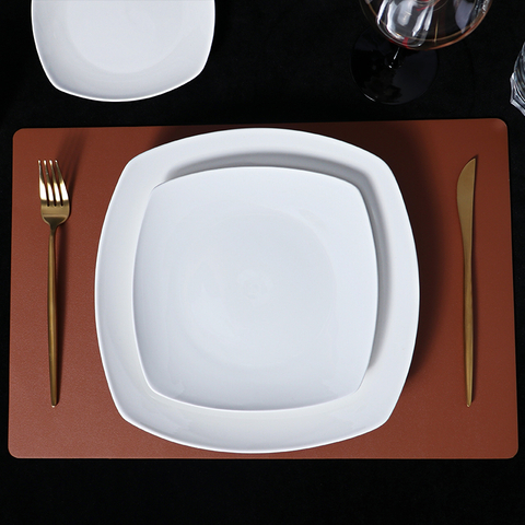 Plato blanco de cerámica Restaurante Chef Platos blancos para comida