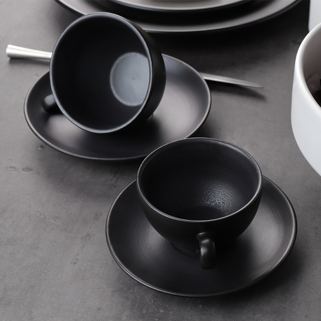 Vajilla personalizada, tazas de capuchino de cerámica, tazas de café de té de cerámica con platillo para cafetería