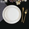 Vajilla de cerámica para cena de hotel, vajilla con pintura dorada, calcomanía dorada de porcelana, plato llano