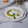 Plato de cena redondo irregular, platos con borde dorado, utensilios de cocina de cerámica