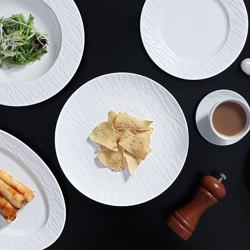 Plato Coupe de gres blanco para bodas, banquetes en restaurantes