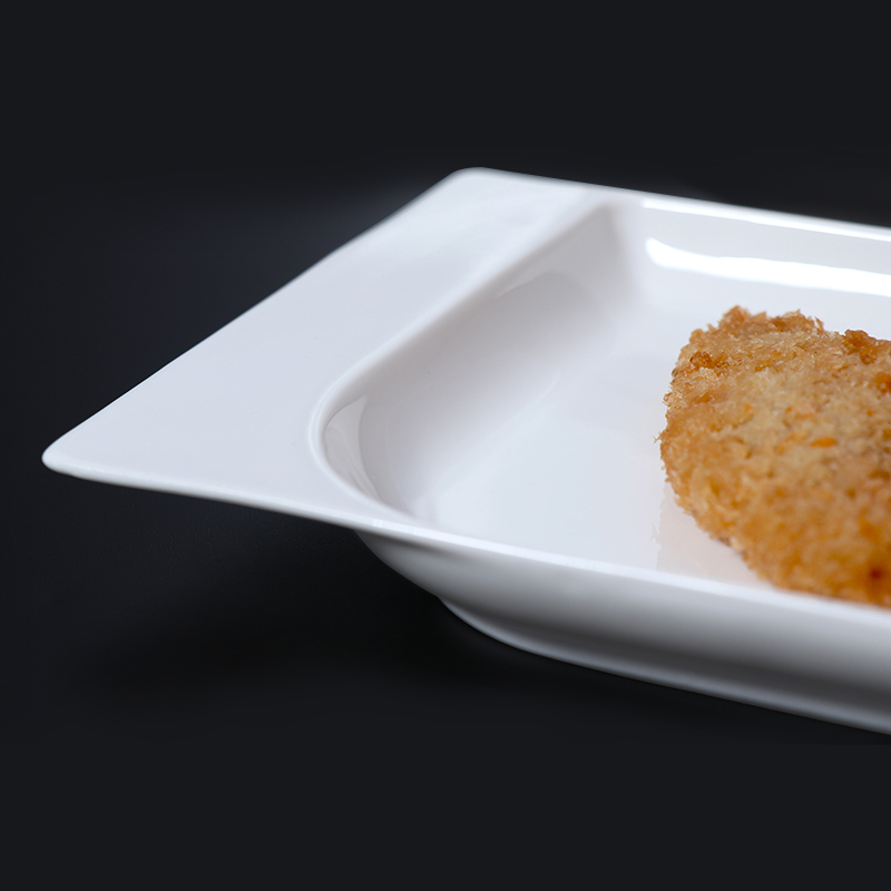 Plato de porcelana para cena, plato lateral, plato cuadrado volador, tamaño (cm): LWH: 20*17*1,5