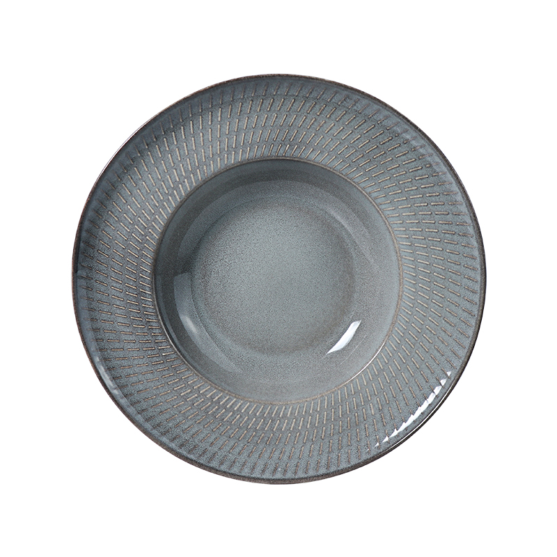 Plato hondo de cerámica de 28 cm Plato de pasta de gres vintage