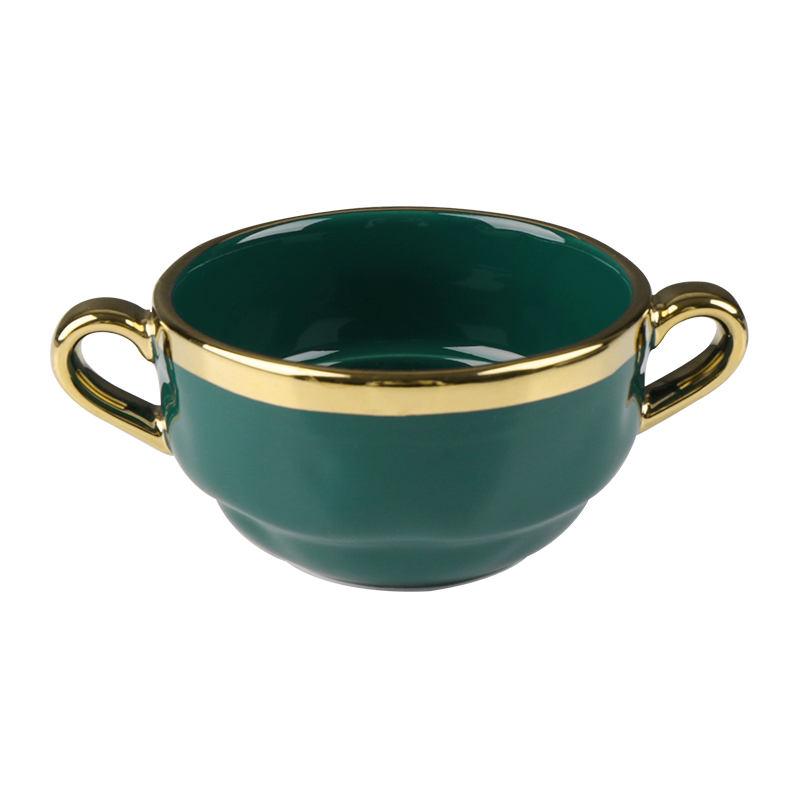 Vajilla de porcelana de fábrica de Guangzhou con borde dorado