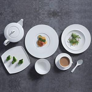 Nuevo juego de platos de porcelana de hueso, platos de cena comerciales