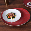 Plato de postre de 12 pulgadas, plato de porcelana de hueso blanco rojo de lujo, plato de aperitivo