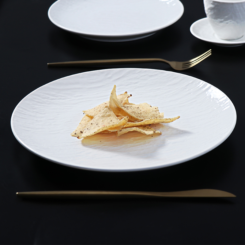 Plato Coupe de gres blanco para bodas, banquetes en restaurantes