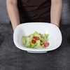 Plato hondo de porcelana de vidrio blanco, plato cuadrado para sopa, platos de cerámica de vidrio