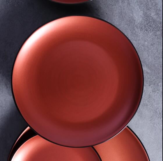 Plato llano de porcelana con brillo de cobre para restaurantes