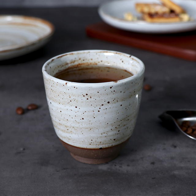 Tazas de té Taza China rústica de cerámica Taza recta de porcelana