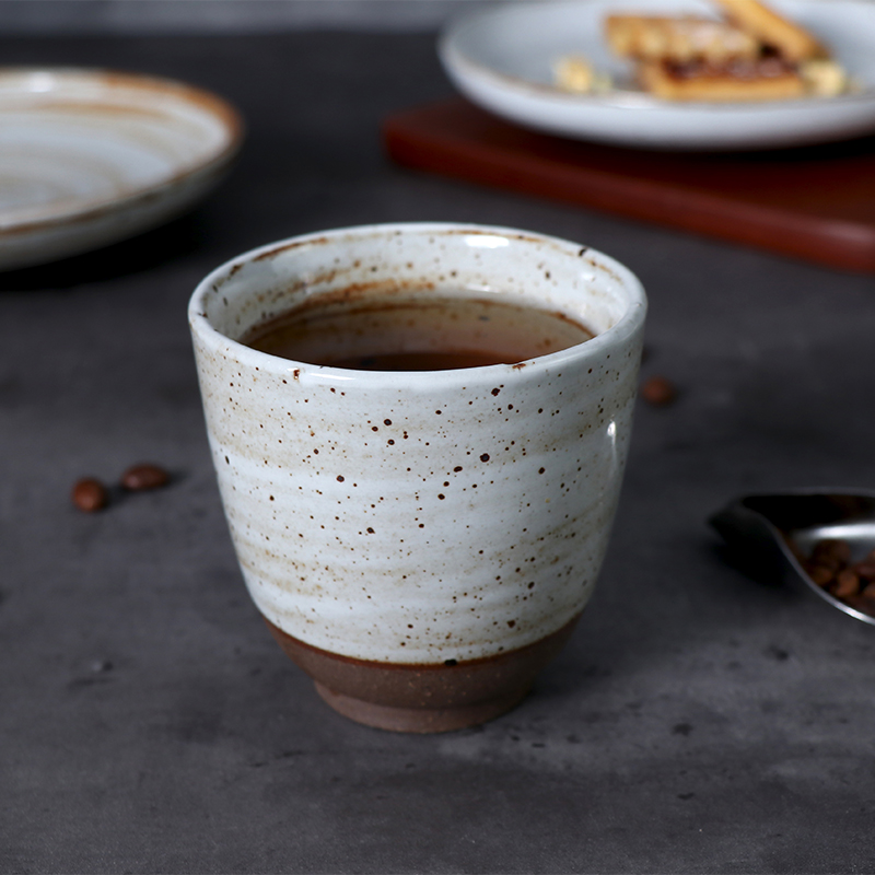 Tazas de té Taza China rústica de cerámica Taza recta de porcelana