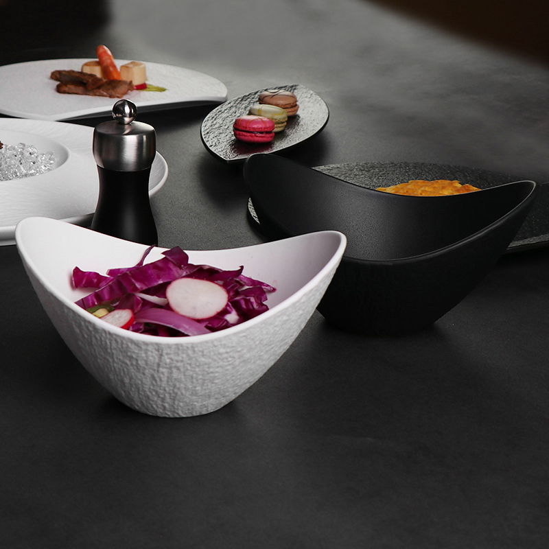 Cuencos de cerámica blancos mate, ensaladeras para restaurantes, porcelana