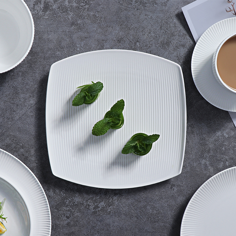 Nuevo juego de platos de porcelana de hueso, platos de cena comerciales