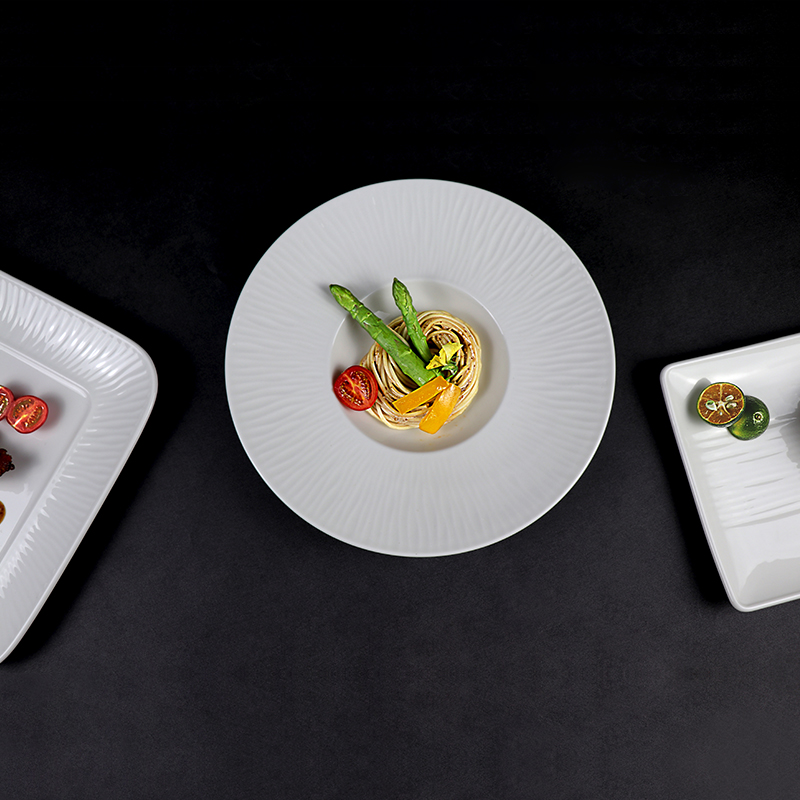 Plato de pasta de porcelana blanca de 11,25 pulgadas, plato de sopa, vajilla para restaurante