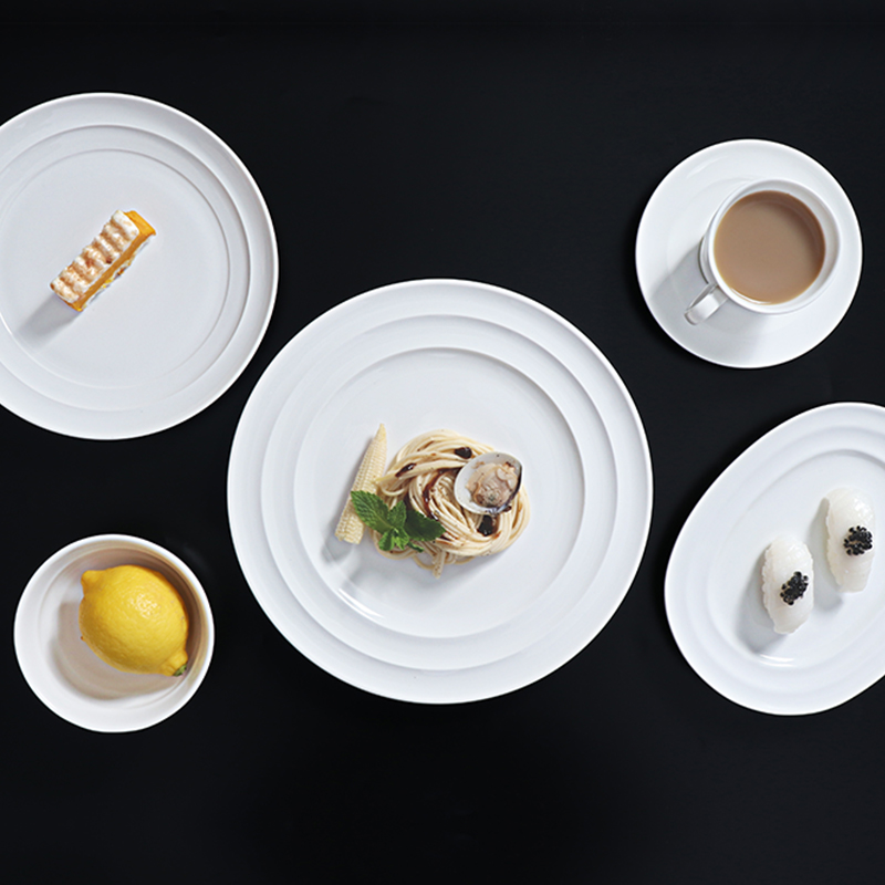 Juego de platos de porcelana blanca Vajilla comercial
