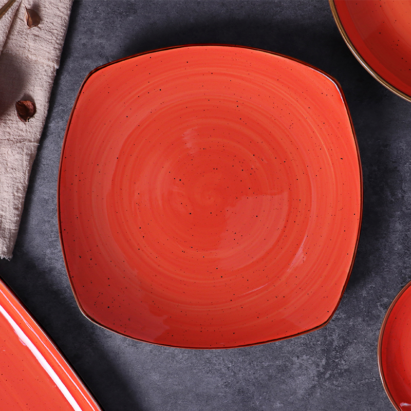 Plato Redondo Irregular Con Platos Para Salsa