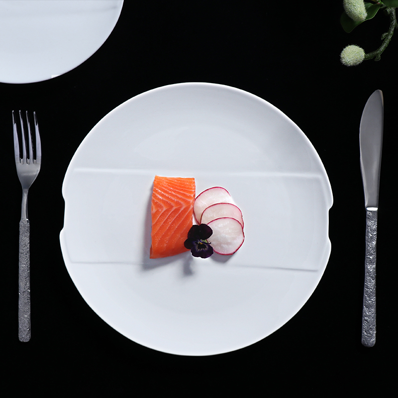 Platos redondos de cerámica blanca, plato de cena de porcelana para banquete, plato cargador redondo, platos de vajilla para restaurante
