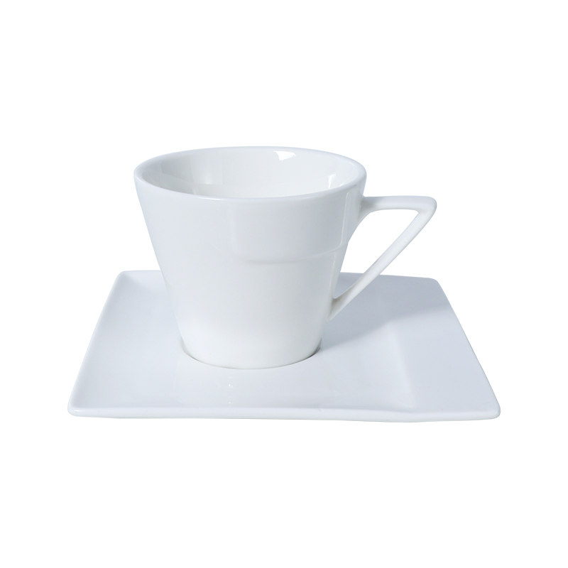Juego de tazas de café de porcelana blanca con platillo de cerámica de 5 onzas