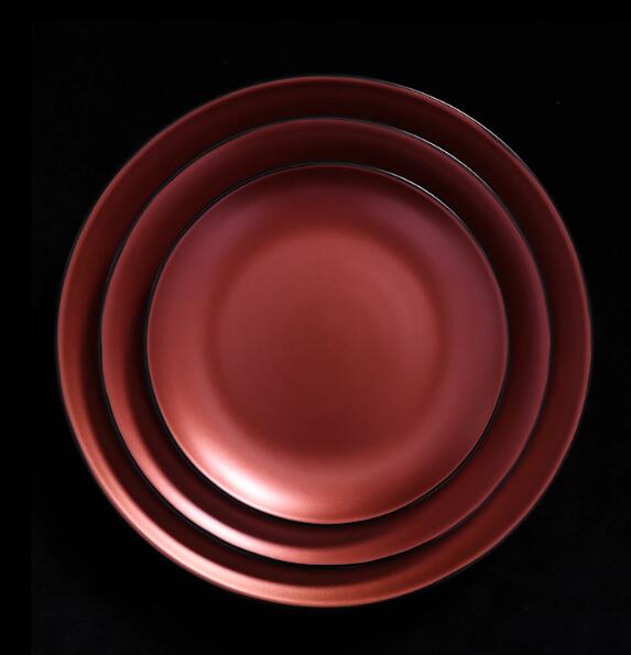 Plato llano de porcelana con brillo de cobre para restaurantes