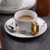 Taza de café de mármol, taza de capuchino de porcelana blanca para café
