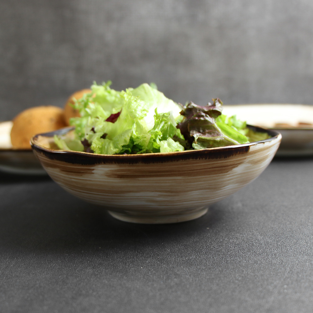 Juego de cuencos de porcelana beige para ensalada, juego de platos de cerámica, 6/7/8 pulgadas