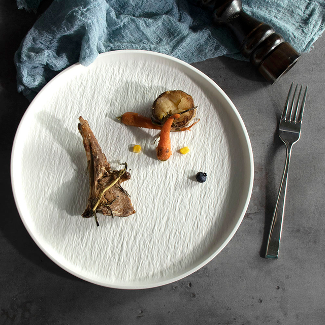 Material de la porcelana de la placa del restaurante de 10 pulgadas, caja fuerte del lavaplatos de la onda micro
